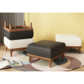 Wooden Ottoman Special Leather Top Solid Wood Chair